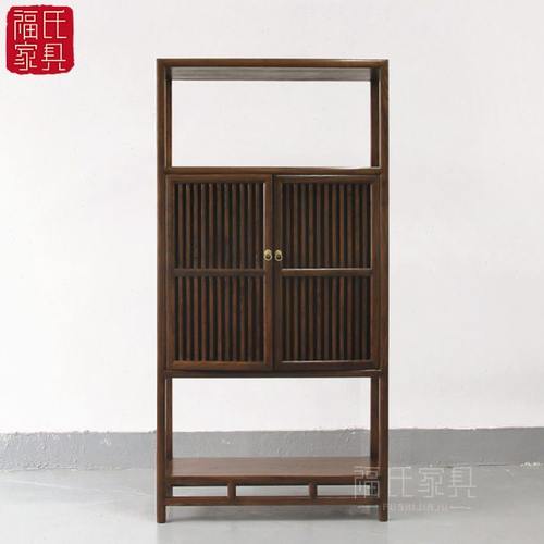 新中式老榆木书柜置物柜实木茶架禅意多宝阁博古架现代禅意展示架
