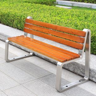 公园椅不锈钢户外长椅露天菠萝格室外双人座椅休闲长条防腐木凳子