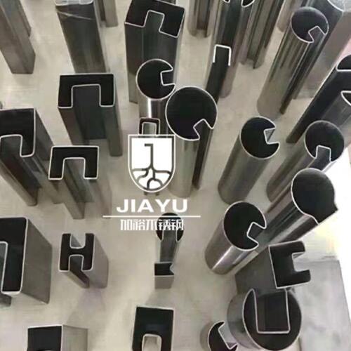 304拉丝不锈钢椭圆槽管 圆槽管 方槽管 玻璃卡槽管地铁栏杆扶手管