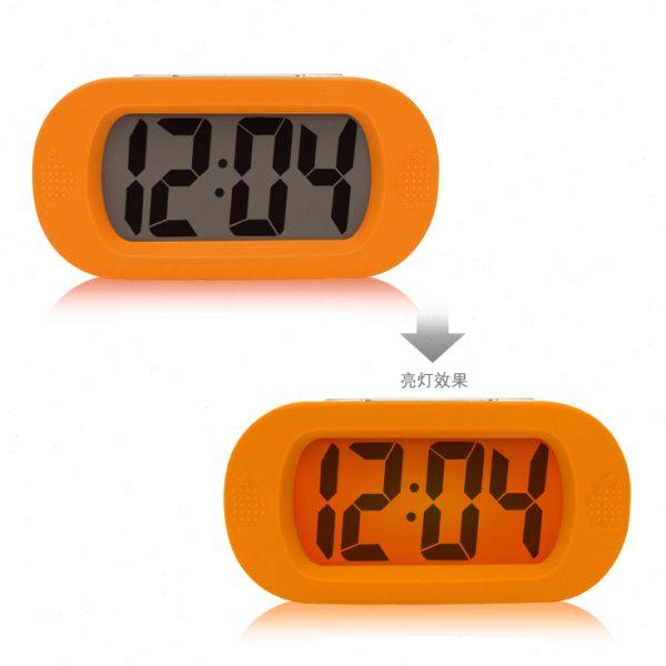 出口欧美 高品质硅胶大屏LCD闹钟 抗震电子钟 大数字显示闹钟
