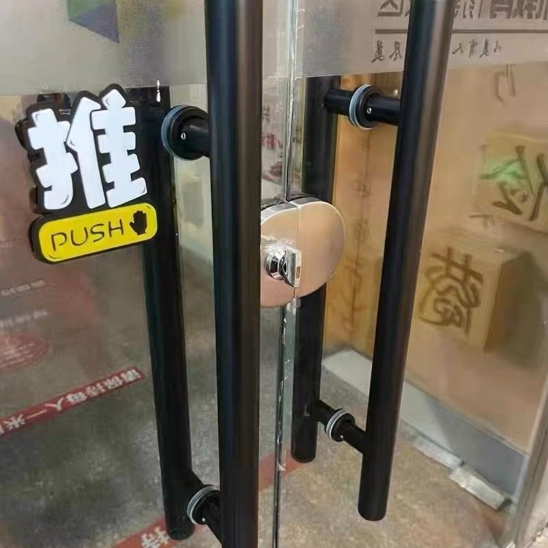 玻璃门拉手不锈钢黑色黑钛金本色木门把手KTV包厢门大门拉手对装