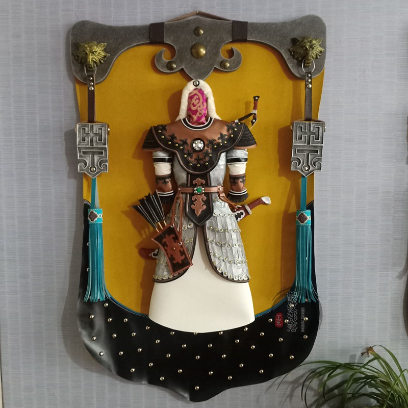 蒙古皮画彩色挂画装饰画内蒙古民族工艺品画蒙古包饭店客厅装饰画图片