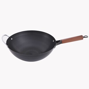 富硒康铁锅,传统老式家用无涂层粘锅,圆锅头,防锈熟铁锅