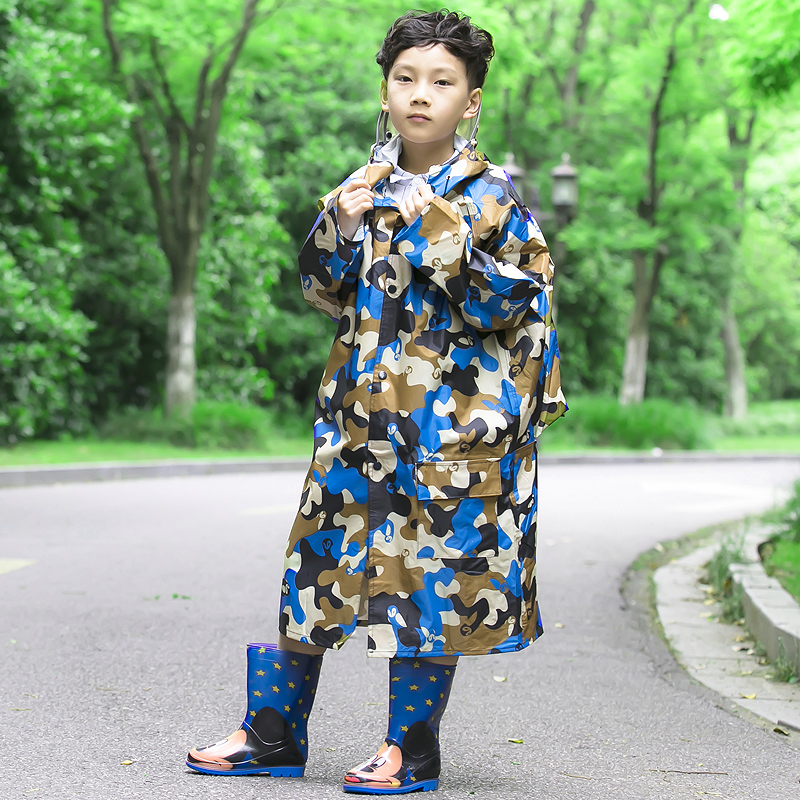 儿童雨衣幼儿园小学生迷彩雨衣上学全身带书包位男童女童大童雨披
