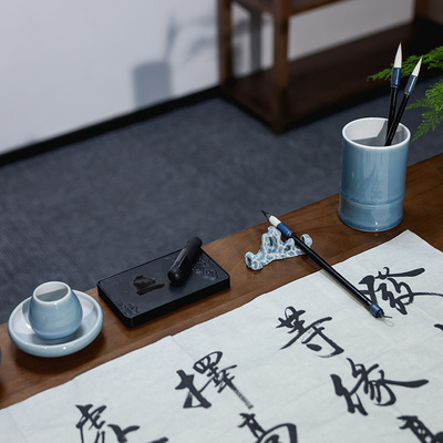 西泠印社观沧海礼盒毛笔书法入门礼品笔墨纸砚镇尺陶瓷专用精品砚