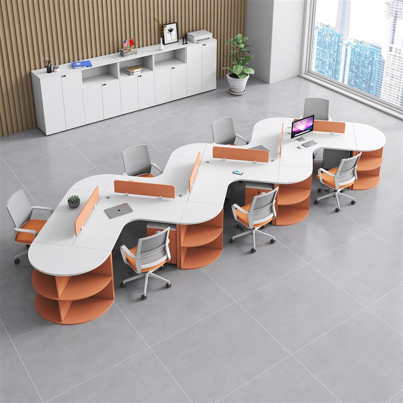 办公桌椅简约现代职员桌椅组合三人位屏风工位卡座电脑4/6/5工位