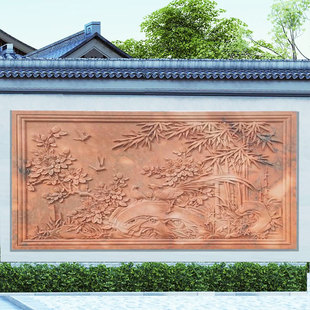 汉白玉石雕浮雕壁画鹤鹿同春背景墙庭院别墅装饰大理石照壁影壁墙
