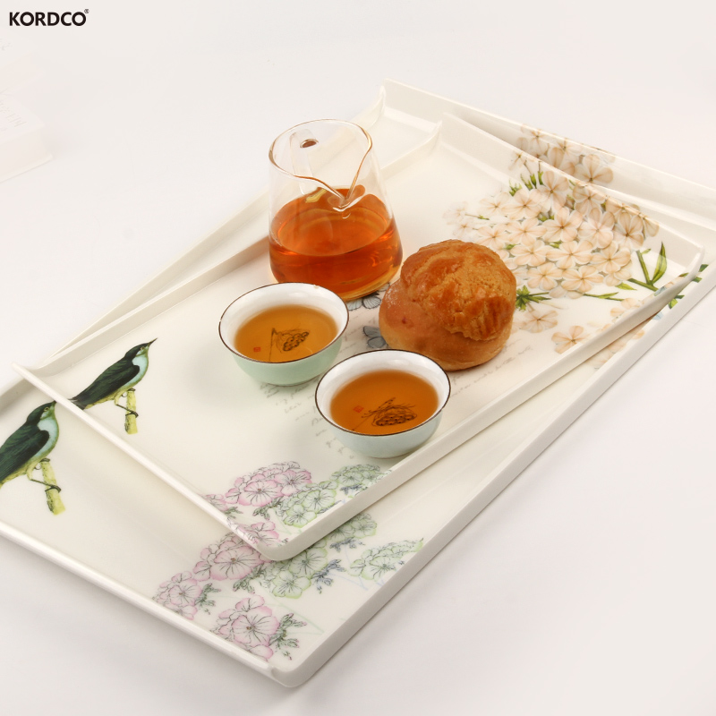 密胺托盘长方形加厚简约欧式创意茶盘水杯盘水果盘塑料蛋糕盘客厅