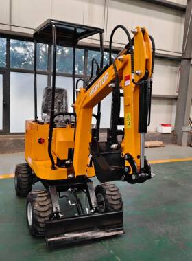 源头工厂轮式微型挖掘机HT10L家用多功能挖沟机室内施工小挖机