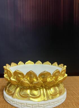 象牙果观音如来佛像莲花底座观世音菩萨摆放莲花台垫鱼缸造景别墅