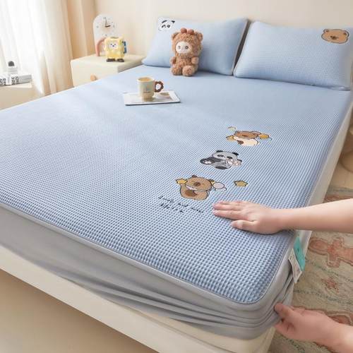 2025新款凉感因子A类母婴级凉感丝豆豆席三件套床单床笠