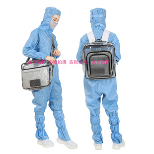 百级网格无尘服连体净化服全身男女蓝色防尘衣食品厂防静电工作服