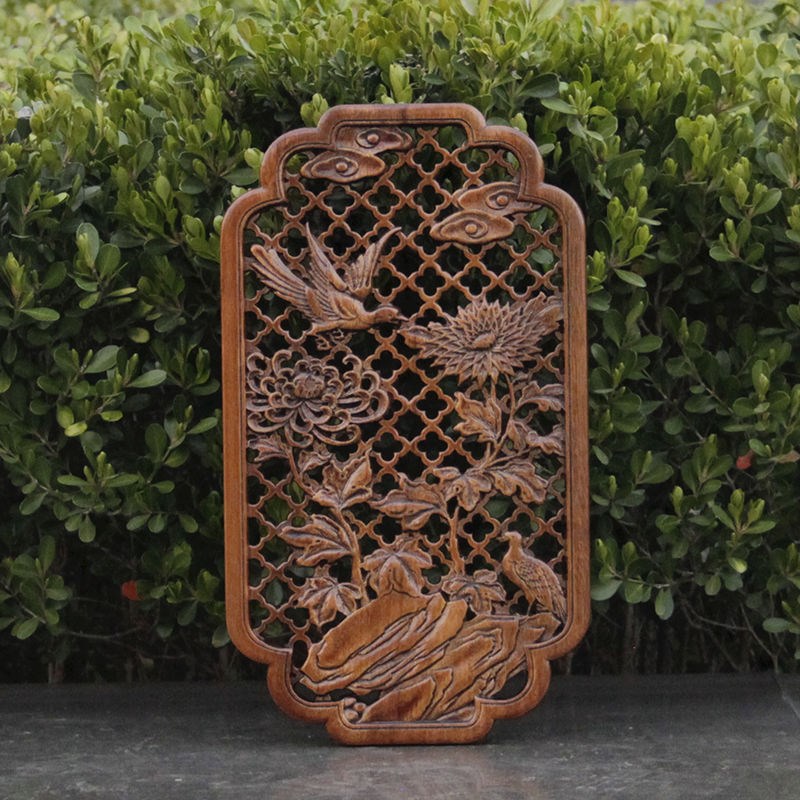 东阳木雕实木雕花板香樟木挂件中式客厅玄关背景墙装饰画工艺壁挂