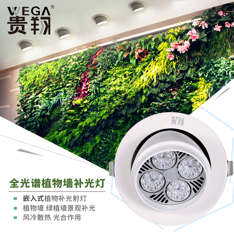 贵翔 射灯嵌入式吸顶植物补光灯全光谱生长灯LED室内植物墙造景