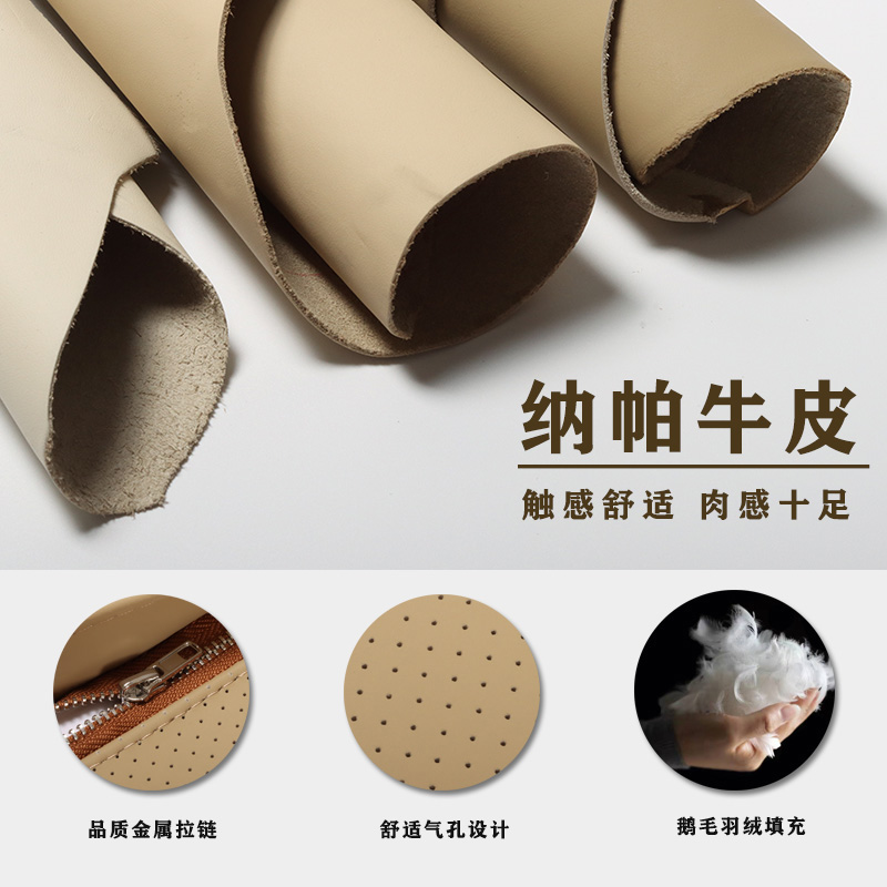 轻奢纳帕真皮抱枕头层牛皮沙发方形靠垫套客厅办公室纯色羽绒腰枕