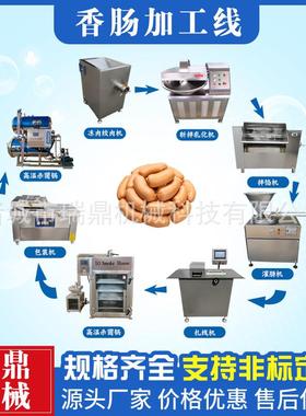 香肠加工成套设备 红肠腊肠生产流水线 火腿肠灌肠打卡一体机