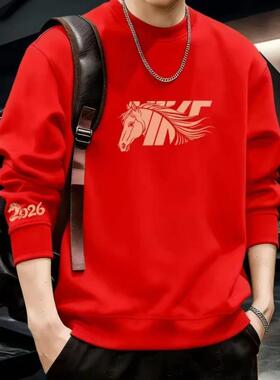 晟龙优品店2A026马年爆款新款秋季骏马印花厚棉T百搭高级感上衣