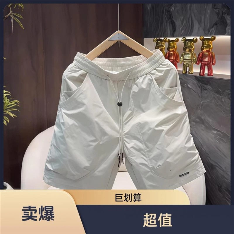 网红爆款工装短裤男款夏季薄款裤子宽松帅气直筒休闲海滩男五分裤