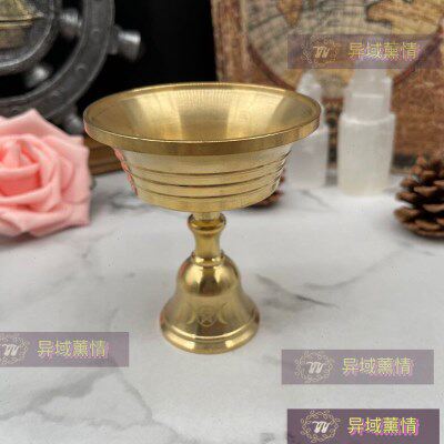 五芒星三相月纯铜烛台 香台 一台多用 杯蜡茶蜡高脚烛台