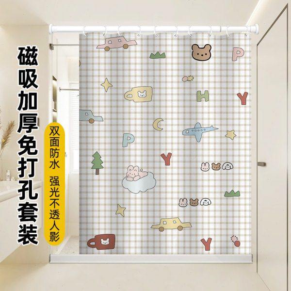 卡通加厚浴帘防水布浴室洗澡防霉挂帘子隔断拉帘卫生间门帘淋浴帘,家庭/个人清洁工具,浴帘,淘宝优惠券,粉丝福利购,淘宝优惠卷