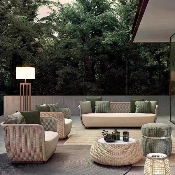 户外沙发别墅酒店庭院花园北欧藤编家具室外露台现代柚木茶几组合,住宅家具,户外沙发,淘宝优惠券,粉丝福利购,淘宝优惠卷