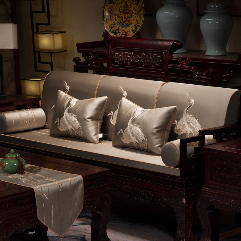 中式加厚实木大靠背高密度海绵垫子防滑沙发乳胶坐垫床头靠垫定制