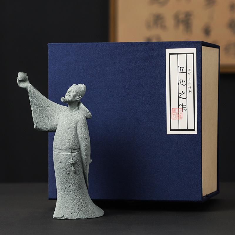 李白摆件人物雕像家居书房盆景微景观假山鱼缸造景办公桌面装饰品
