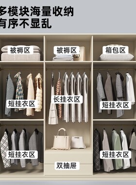 定制全实木橡木推拉门家用卧室NF级现代卧移门大衣橱