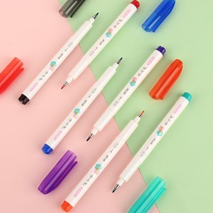 金万年彩色秀丽笔装蓝色软毛笔六色秀气笔加墨小楷美术软头笔钢笔