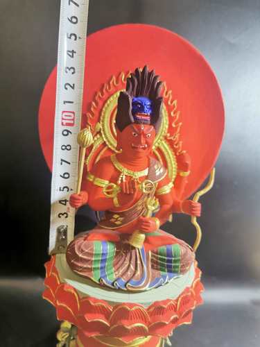 爱染明王 桧木彩绘木雕工艺礼品摆饰