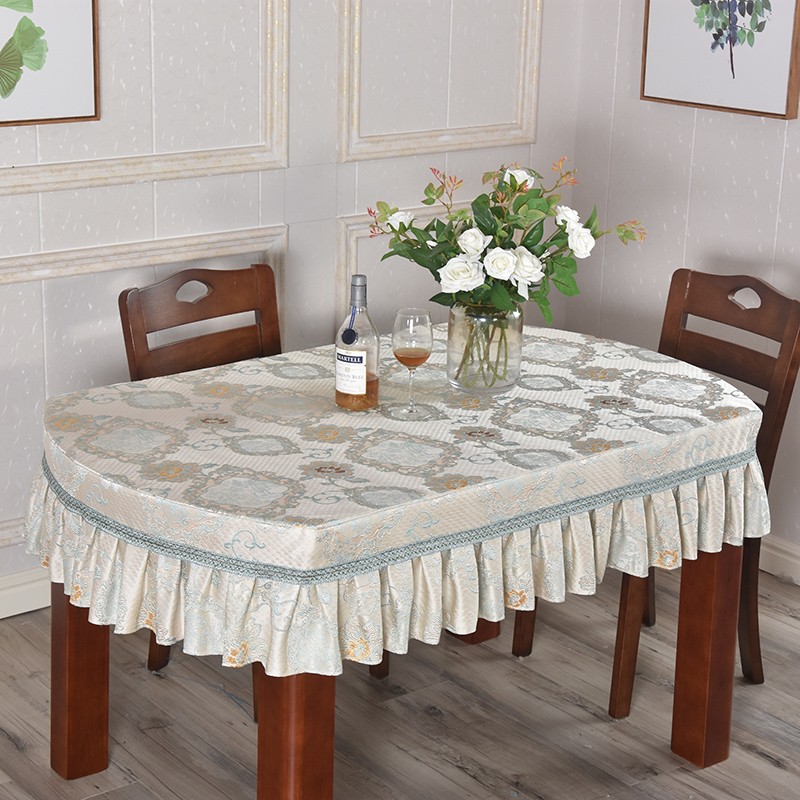 欧式高档奢华椭圆折叠餐桌布长椭圆形桌子桌布艺桌罩客厅茶几布