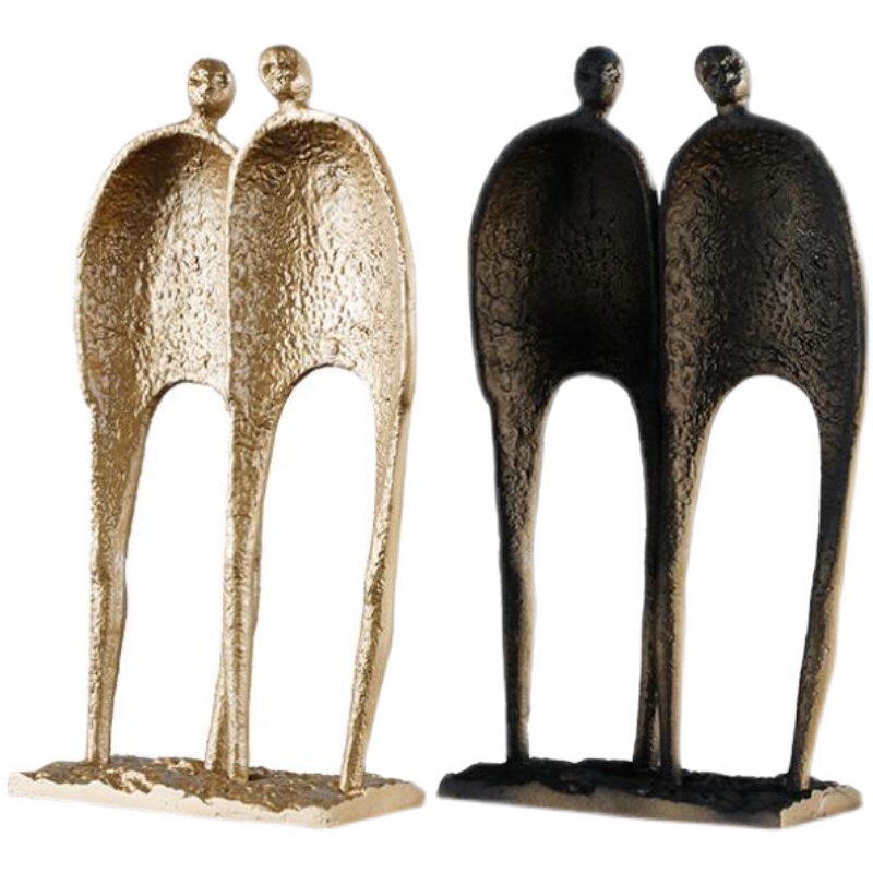 抽象铸铁黑人雕塑吊脚坐姿人物样板房售楼部电视柜客厅装饰品