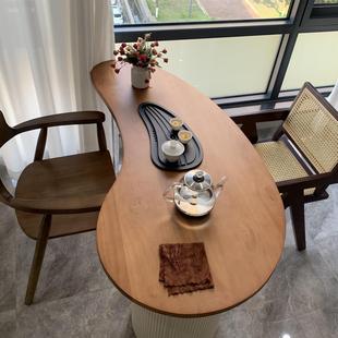 实木阳台小茶桌椅组合小户型家用中古风异形客厅小茶台现代简约