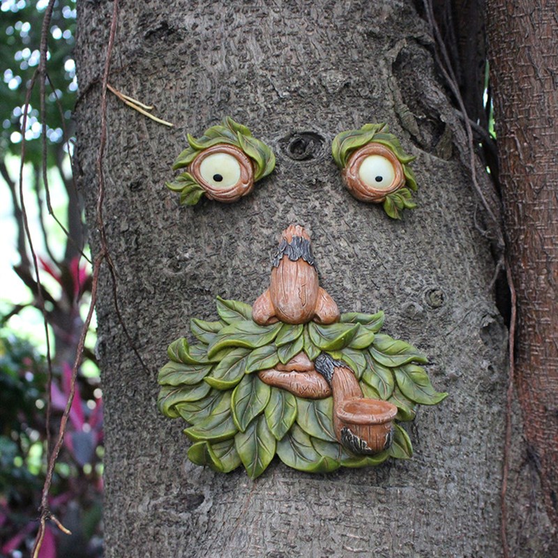 树叶荧光烟斗树脸树脂创意微景观大树饰园园林饰品