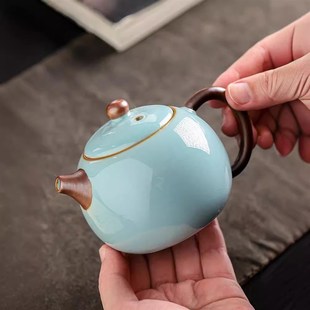 汝窑泡茶壶d家用功夫茶具茶道泡茶器陶瓷一壶两杯西施壶新中式