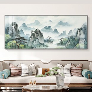 背靠山图客厅装饰画横青山常青图山无水一整幅新墙壁画