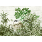 珂朴欧式 东南亚芭蕉树宫廷复古电视背景墙布定制客厅沙发壁画壁纸