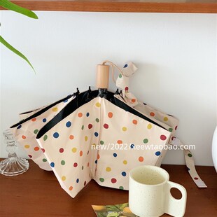 少女心海洋球彩色波点雨伞晴雨两用遮阳伞抗风黑胶便携三折伞