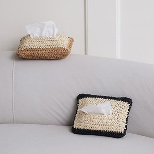 molingtalk 饰品 手工草编纸巾袋 东南亚简约风手作编织纸巾盒装