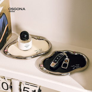 香薰托盘奶油风复古轻奢黑色玄关置物珍屿 奥斯哥纳家居法式