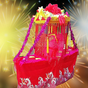 新款扭秧歌旱船采莲船轿彩船小推车灯红社火节日喜庆表演出道具