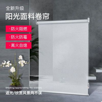 阻燃防火卷帘阳光面料写字楼办公室工程阳台遮阳遮光卷拉式窗帘