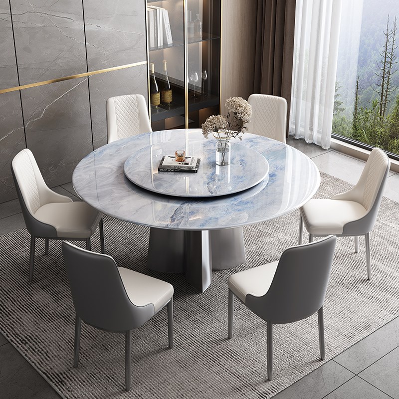 超晶石餐桌轻奢高级感大理石圆桌天然超晶石长方形桌子家用小户型