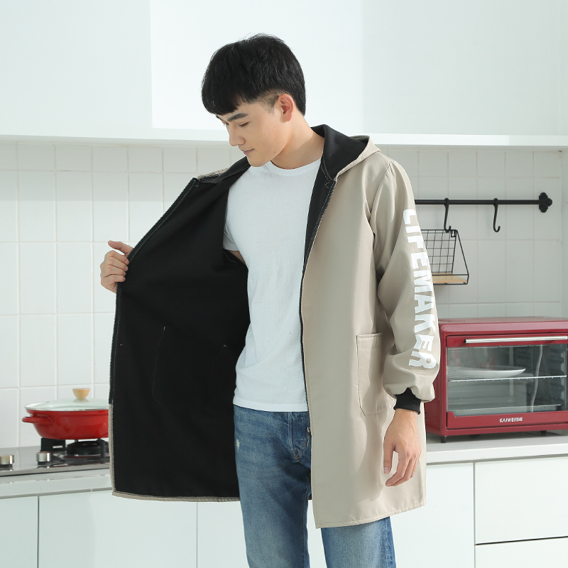 罩衣加肥拉链韩版新款防油防尘加厚工作服加绒干活工装男士大码男