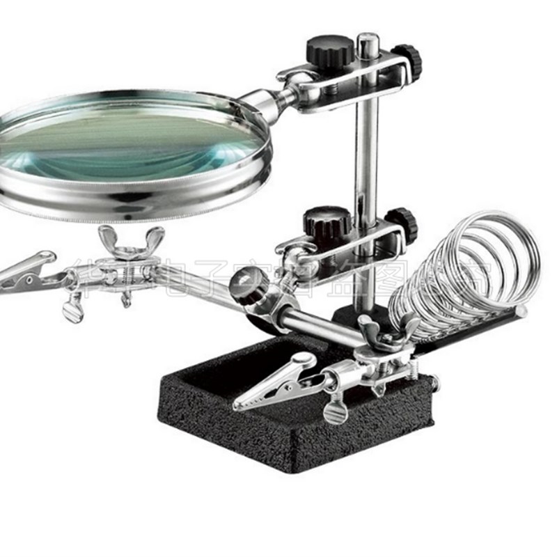 烙铁架放大镜 电烙铁座0度线路板万向夹持式焊接工作架TU-1090T