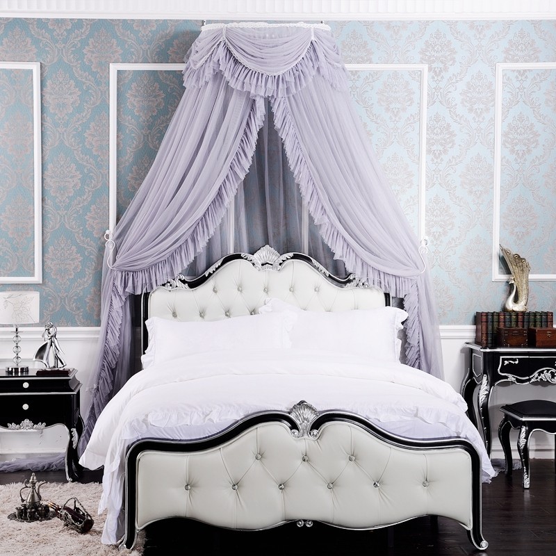 设计师款豪华单开门落地拉链宫廷导轨蚊帐床幔 欧式床头装饰蚊帐