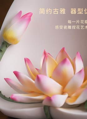 北沃一路连升莲花线香香插摆件陶瓷客厅家居桌面办公室乔迁礼品