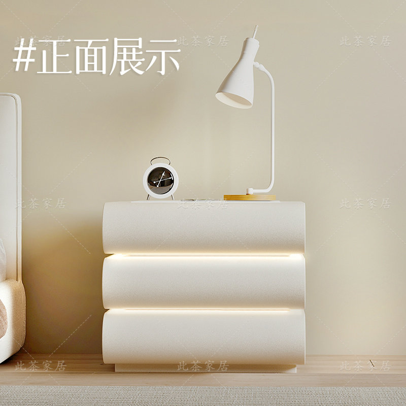 旋转智能牀头柜实木奶油风现代新款卧室充带灯牀边柜,住宅家具,床头柜,淘宝优惠券,粉丝福利购,淘宝优惠卷