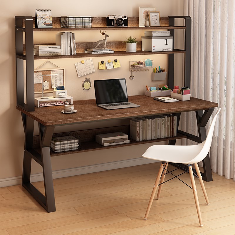 电脑桌台式家用书桌学生书架一体办公桌卧室写字桌电竞桌