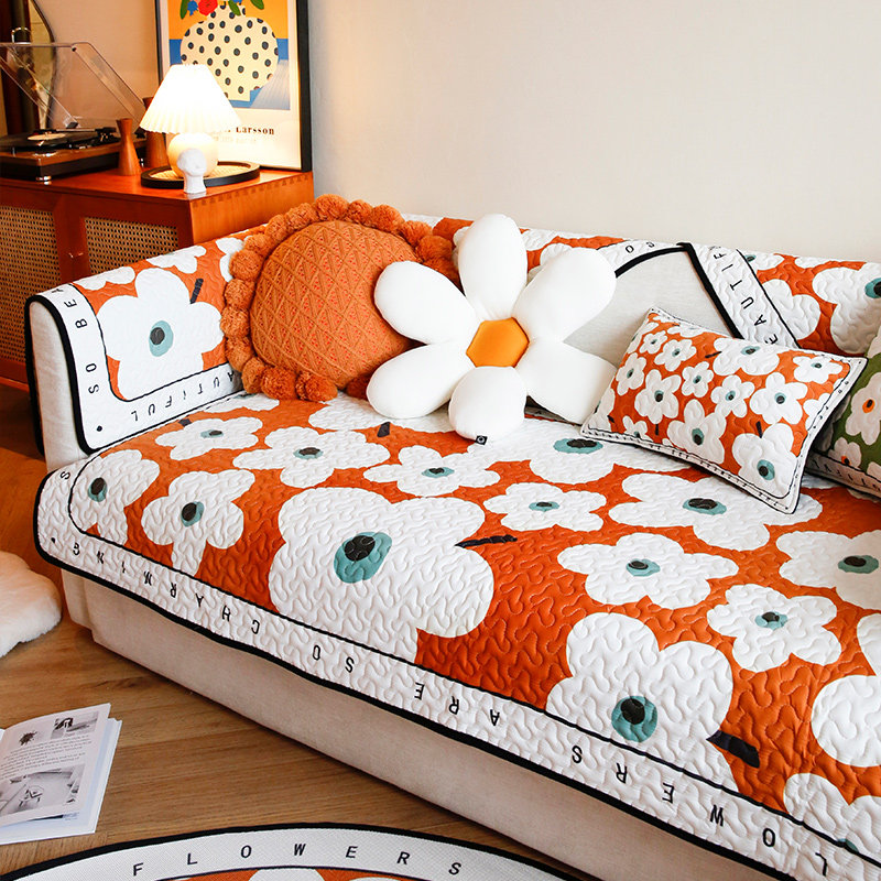 田园水洗棉四季通用布艺沙发垫防滑卍能沙发巾缩水褪色